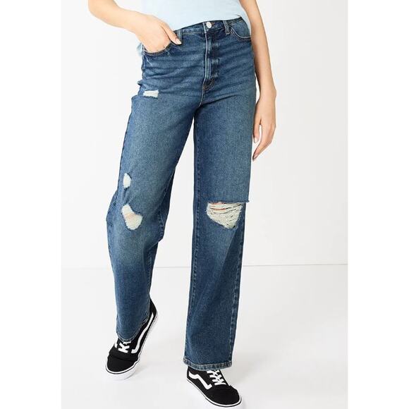 So Jeans Juniors 13 31 Baggy Dad Loose High Rise Shreds Straight Slouchy Relaxed - Picture 1 of 9